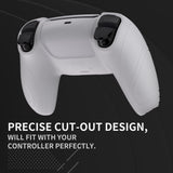 PlayVital Samurai Edition Glow in Dark - Green Anti-Slip Controller Silicone Skin for PS5 Controller, Ergonomic Soft Rubber Protective Case for PS 5 Controller with Clear White Thumb Stick Caps - BWPF014