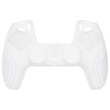 PlayVital Samurai Edition Glow in Dark - Green Anti-Slip Controller Silicone Skin for PS5 Controller, Ergonomic Soft Rubber Protective Case for PS 5 Controller with Clear White Thumb Stick Caps - BWPF014