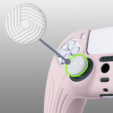 PlayVital Samurai Edition Pink Anti-slip Controller Grip Silicone Skin, Ergonomic Soft Rubber Protective Case Cover for PlayStation 5 PS5 Controller with White Thumb Stick Caps - BWPF005