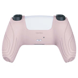 PlayVital Samurai Edition Pink Anti-slip Controller Grip Silicone Skin, Ergonomic Soft Rubber Protective Case Cover for PlayStation 5 PS5 Controller with White Thumb Stick Caps - BWPF005