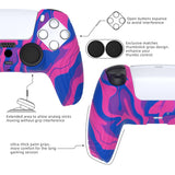 PlayVital Samurai Edition Pink & Purple & Blue Anti-slip Controller Grip Silicone Skin, Ergonomic Soft Rubber Protective Case Cover for PlayStation 5 PS5 Controller with Black Thumb Stick Caps - BWPF015