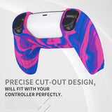 PlayVital Samurai Edition Pink & Purple & Blue Anti-slip Controller Grip Silicone Skin, Ergonomic Soft Rubber Protective Case Cover for PlayStation 5 PS5 Controller with Black Thumb Stick Caps - BWPF015