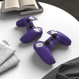 PlayVital Samurai Edition Purple Anti-slip Controller Grip Silicone Skin, Ergonomic Soft Rubber Protective Case Cover for PlayStation 5 PS5 Controller with Black Thumb Stick Caps - BWPF007