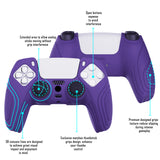 PlayVital Samurai Edition Purple Anti-slip Controller Grip Silicone Skin, Ergonomic Soft Rubber Protective Case Cover for PlayStation 5 PS5 Controller with Black Thumb Stick Caps - BWPF007