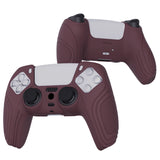 PlayVital Samurai Edition Wine Red Anti-slip Controller Grip Silicone Skin, Ergonomic Soft Rubber Protective Case Cover for PlayStation 5 PS5 Controller with Black Thumb Stick Caps - BWPF011