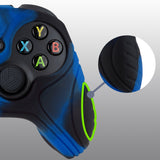 PlayVital Samurai Edition Black & Blue Anti-slip Controller Grip Silicone Skin, Ergonomic Soft Rubber Protective Case Cover for Xbox Series S/X Controller with Black Thumb Stick Caps - WAX3022
