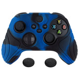 PlayVital Samurai Edition Black & Blue Anti-slip Controller Grip Silicone Skin, Ergonomic Soft Rubber Protective Case Cover for Xbox Series S/X Controller with Black Thumb Stick Caps - WAX3022