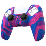 PlayVital Samurai Edition Pink & Purple & Blue Anti-slip Controller Grip Silicone Skin, Ergonomic Soft Rubber Protective Case Cover for PlayStation 5 PS5 Controller with Black Thumb Stick Caps - BWPF015