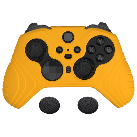 PlayVital Samurai Edition Anti Slip Silicone Case Cover for Xbox Elite Wireless Controller Series 2, Ergonomic Soft Rubber Skin Protector for Xbox Elite Series 2 with Thumb Grip Caps - Caution Yellow - XBE2M013