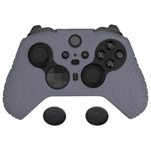 PlayVital Samurai Edition Anti Slip Silicone Case Cover for Xbox Elite Wireless Controller Series 2, Ergonomic Soft Rubber Skin Protector for Xbox Elite Series 2 with Thumb Grip Caps - Metallic Gray - XBE2M012