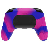 PlayVital Samurai Edition Ergonomic Silicone Skin Protective Case for Nintendo Switch Pro Controller, Soft Anti-slip Controller Grip Protector for Nintendo Switch Pro with Thumb Grip Caps - Pink & Purple & Blue - EBNPP013