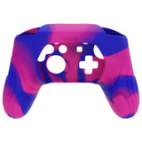 PlayVital Samurai Edition Ergonomic Silicone Skin Protective Case for Nintendo Switch Pro Controller, Soft Anti-slip Controller Grip Protector for Nintendo Switch Pro with Thumb Grip Caps - Pink & Purple & Blue - EBNPP013