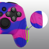 PlayVital Samurai Edition Ergonomic Silicone Skin Protective Case for Nintendo Switch Pro Controller, Soft Anti-slip Controller Grip Protector for Nintendo Switch Pro with Thumb Grip Caps - Pink & Purple & Blue - EBNPP013