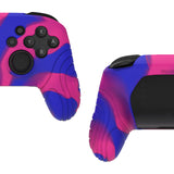 PlayVital Samurai Edition Ergonomic Silicone Skin Protective Case for Nintendo Switch Pro Controller, Soft Anti-slip Controller Grip Protector for Nintendo Switch Pro with Thumb Grip Caps - Pink & Purple & Blue - EBNPP013