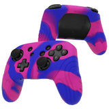 PlayVital Samurai Edition Ergonomic Silicone Skin Protective Case for Nintendo Switch Pro Controller, Soft Anti-slip Controller Grip Protector for Nintendo Switch Pro with Thumb Grip Caps - Pink & Purple & Blue - EBNPP013