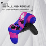 PlayVital Samurai Edition Ergonomic Silicone Skin Protective Case for Nintendo Switch Pro Controller, Soft Anti-slip Controller Grip Protector for Nintendo Switch Pro with Thumb Grip Caps - Pink & Purple & Blue - EBNPP013