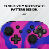 PlayVital Samurai Edition Ergonomic Silicone Skin Protective Case for Nintendo Switch Pro Controller, Soft Anti-slip Controller Grip Protector for Nintendo Switch Pro with Thumb Grip Caps - Pink & Purple & Blue - EBNPP013