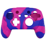 PlayVital Samurai Edition Ergonomic Silicone Skin Protective Case for Nintendo Switch Pro Controller, Soft Anti-slip Controller Grip Protector for Nintendo Switch Pro with Thumb Grip Caps - Pink & Purple & Blue - EBNPP013