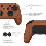 PlayVital Samurai Edition Ergonomic Silicone Skin Protective Case for Nintendo Switch Pro Controller, Soft Anti-slip Controller Grip Protector for Nintendo Switch Pro with Thumb Grip Caps - Signal Brown - EBNPP009