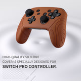 PlayVital Samurai Edition Ergonomic Silicone Skin Protective Case for Nintendo Switch Pro Controller, Soft Anti-slip Controller Grip Protector for Nintendo Switch Pro with Thumb Grip Caps - Signal Brown - EBNPP009