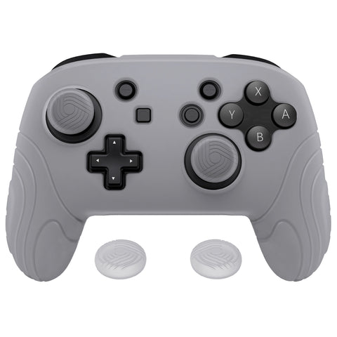 PlayVital Samurai Edition Ergonomic Silicone Skin Protective Case for Nintendo Switch Pro Controller, Soft Anti-slip Controller Grip Protector for Nintendo Switch Pro with Thumb Grip Caps - Clear White - EBNPP008