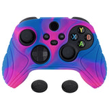 PlayVital Samurai Edition Pink & Purple & Blue Anti-slip Controller Grip Silicone Skin, Ergonomic Soft Rubber Protective Case Cover for Xbox Series S/X Controller with Black Thumb Stick Caps - WAX3015