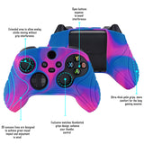 PlayVital Samurai Edition Pink & Purple & Blue Anti-slip Controller Grip Silicone Skin, Ergonomic Soft Rubber Protective Case Cover for Xbox Series S/X Controller with Black Thumb Stick Caps - WAX3015