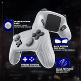 PlayVital Samurai Edition Protective Skin Case for Nintendo Switch 2 Pro Controller with Back Button Caps & Thumb Grips, Shockproof  for Switch 2 Pro Controller Silicone Cover - Clear White - BADPTP004