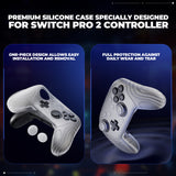 PlayVital Samurai Edition Protective Skin Case for Nintendo Switch 2 Pro Controller with Back Button Caps & Thumb Grips, Shockproof  for Switch 2 Pro Controller Silicone Cover - Clear White - BADPTP004