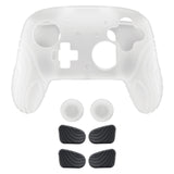 PlayVital Samurai Edition Protective Skin Case for Nintendo Switch 2 Pro Controller with Back Button Caps & Thumb Grips, Shockproof  for Switch 2 Pro Controller Silicone Cover - Clear White - BADPTP004