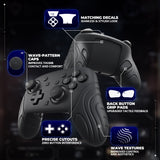 PlayVital Samurai Edition Protective Skin Case for Nintendo Switch 2 Pro Controller with Back Button Caps & Thumb Grips & Stickers, Shockproof  for Switch 2 Pro Controller Silicone Cover - Black - BADPTP001