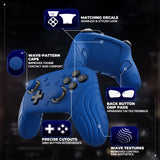 PlayVital Samurai Edition Protective Skin Case for Nintendo Switch 2 Pro Controller with Back Button Caps & Thumb Grips & Stickers, Shockproof  for Switch 2 Pro Controller Silicone Cover - Blue - BADPTP005