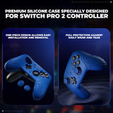 PlayVital Samurai Edition Protective Skin Case for Nintendo Switch 2 Pro Controller with Back Button Caps & Thumb Grips & Stickers, Shockproof  for Switch 2 Pro Controller Silicone Cover - Blue - BADPTP005
