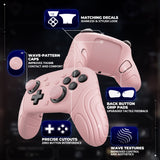 PlayVital Samurai Edition Protective Skin Case for Nintendo Switch 2 Pro Controller with Back Button Caps & Thumb Grips & Stickers, Shockproof  for Switch 2 Pro Controller Silicone Cover - Cherry Blossoms Pink - BADPTP003