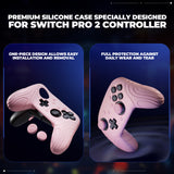 PlayVital Samurai Edition Protective Skin Case for Nintendo Switch 2 Pro Controller with Back Button Caps & Thumb Grips & Stickers, Shockproof  for Switch 2 Pro Controller Silicone Cover - Cherry Blossoms Pink - BADPTP003