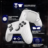 PlayVital Samurai Edition Protective Skin Case for Nintendo Switch 2 Pro Controller with Back Button Caps & Thumb Grips & Stickers, Shockproof  for Switch 2 Pro Controller Silicone Cover - White - BADPTP002
