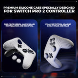 PlayVital Samurai Edition Protective Skin Case for Nintendo Switch 2 Pro Controller with Back Button Caps & Thumb Grips & Stickers, Shockproof  for Switch 2 Pro Controller Silicone Cover - White - BADPTP002