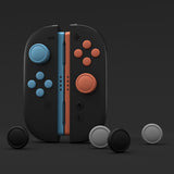 PlayVital Silicone Button Covers and Thumb Grip Set for Nintendo Switch 2, 8 Colorful ABXY Directional Button Caps & 8 Joystick Caps for Joycon 2 - Black & Gray & Blue & Orange - WWYNTM040