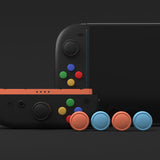 PlayVital Silicone Button Covers and Thumb Grip Set for Nintendo Switch 2, 8 Colorful ABXY Directional Button Caps & 8 Joystick Caps for Joycon 2 - Black & Gray & Blue & Orange - WWYNTM040