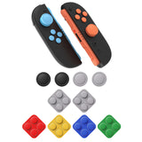 PlayVital Silicone Button Covers and Thumb Grip Set for Nintendo Switch 2, 8 Colorful ABXY Directional Button Caps & 8 Joystick Caps for Joycon 2 - Black & Gray & Blue & Orange - WWYNTM040