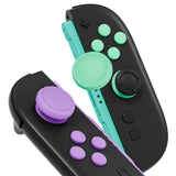 PlayVital Silicone Button Covers and Thumb Grip Set for Nintendo Switch 2, 2 ABXY Directional Button Caps & 2 Joystick Caps for Joycon 2 - Soft Violet & Mint Green - WWYNTM075