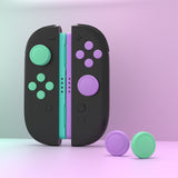PlayVital Silicone Button Covers and Thumb Grip Set for Nintendo Switch 2, 2 ABXY Directional Button Caps & 2 Joystick Caps for Joycon 2 - Soft Violet & Mint Green - WWYNTM075