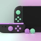 PlayVital Silicone Button Covers and Thumb Grip Set for Nintendo Switch 2, 2 ABXY Directional Button Caps & 2 Joystick Caps for Joycon 2 - Soft Violet & Mint Green - WWYNTM075