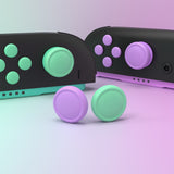 PlayVital Silicone Button Covers and Thumb Grip Set for Nintendo Switch 2, 2 ABXY Directional Button Caps & 2 Joystick Caps for Joycon 2 - Soft Violet & Mint Green - WWYNTM075