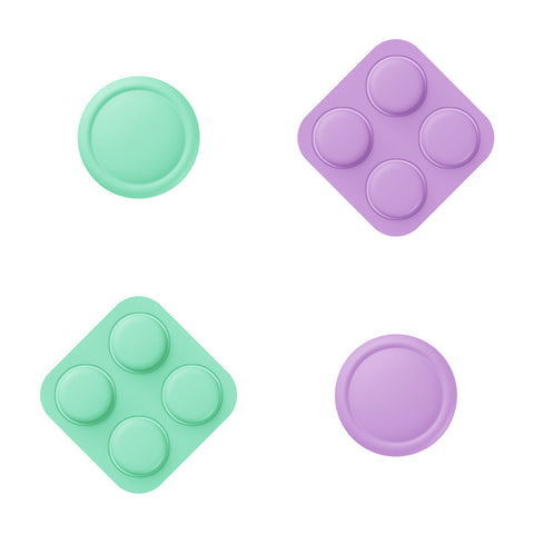 PlayVital Silicone Button Covers and Thumb Grip Set for Nintendo Switch 2, 2 ABXY Directional Button Caps & 2 Joystick Caps for Joycon 2 - Soft Violet & Mint Green - WWYNTM075