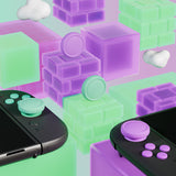 PlayVital Silicone Button Covers and Thumb Grip Set for Nintendo Switch 2, 2 ABXY Directional Button Caps & 2 Joystick Caps for Joycon 2 - Soft Violet & Mint Green - WWYNTM075