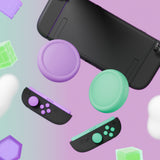 PlayVital Silicone Button Covers and Thumb Grip Set for Nintendo Switch 2, 2 ABXY Directional Button Caps & 2 Joystick Caps for Joycon 2 - Soft Violet & Mint Green - WWYNTM075