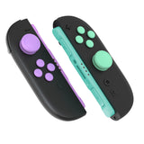 PlayVital Silicone Button Covers and Thumb Grip Set for Nintendo Switch 2, 2 ABXY Directional Button Caps & 2 Joystick Caps for Joycon 2 - Soft Violet & Mint Green - WWYNTM075