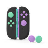 PlayVital Silicone Button Covers and Thumb Grip Set for Nintendo Switch 2, 2 ABXY Directional Button Caps & 2 Joystick Caps for Joycon 2 - Soft Violet & Mint Green - WWYNTM075