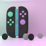 PlayVital Silicone Button Covers and Thumb Grip Set for Nintendo Switch 2, 8 Colorful ABXY Directional Button Caps & 8 Joystick Caps for Joycon 2 - Soft Violet & Mint Green & Black & Gray - WWYNTM076